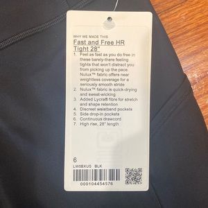 Lululemon Fast and Free High Rise Tight 28” NWT SIZE 8